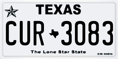TX license plate CUR3083