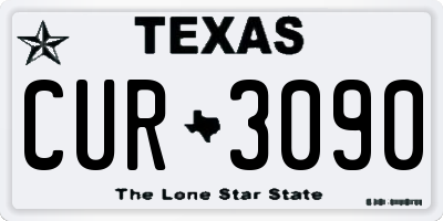 TX license plate CUR3090