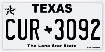 TX license plate CUR3092