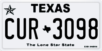 TX license plate CUR3098