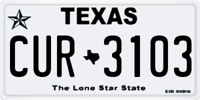 TX license plate CUR3103