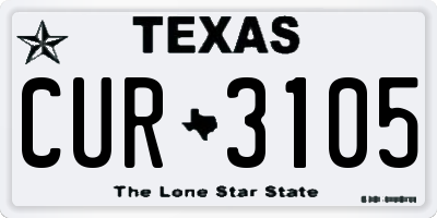 TX license plate CUR3105