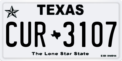 TX license plate CUR3107