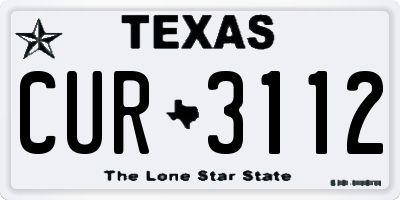 TX license plate CUR3112