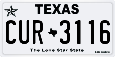 TX license plate CUR3116