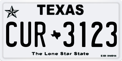 TX license plate CUR3123