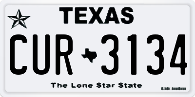 TX license plate CUR3134