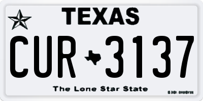 TX license plate CUR3137