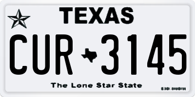 TX license plate CUR3145