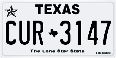 TX license plate CUR3147