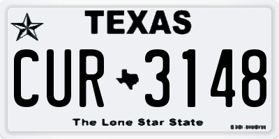 TX license plate CUR3148