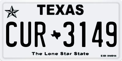 TX license plate CUR3149