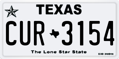 TX license plate CUR3154
