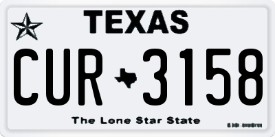 TX license plate CUR3158