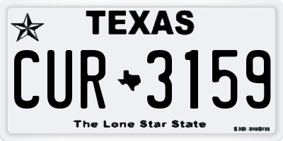 TX license plate CUR3159