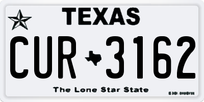 TX license plate CUR3162