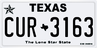 TX license plate CUR3163