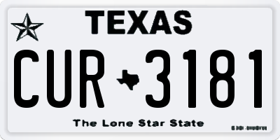 TX license plate CUR3181