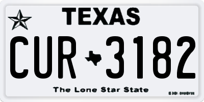 TX license plate CUR3182