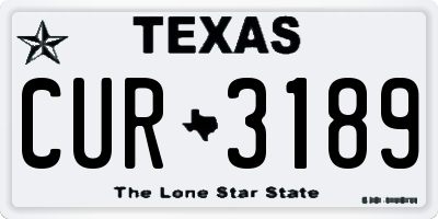 TX license plate CUR3189