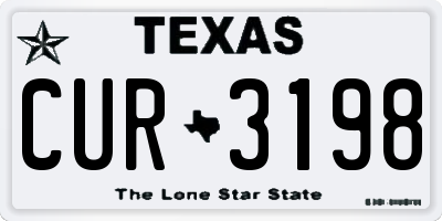 TX license plate CUR3198