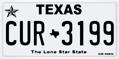 TX license plate CUR3199