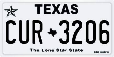TX license plate CUR3206