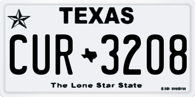 TX license plate CUR3208