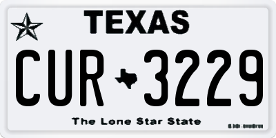 TX license plate CUR3229