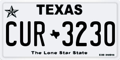 TX license plate CUR3230