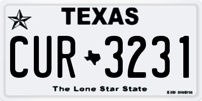 TX license plate CUR3231