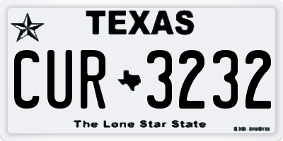 TX license plate CUR3232