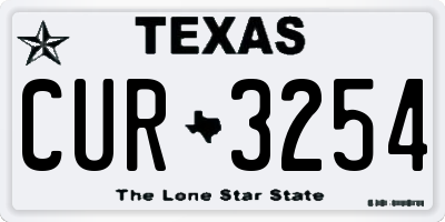 TX license plate CUR3254