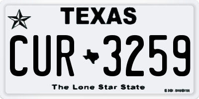 TX license plate CUR3259