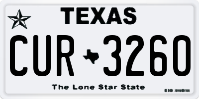 TX license plate CUR3260