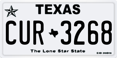 TX license plate CUR3268