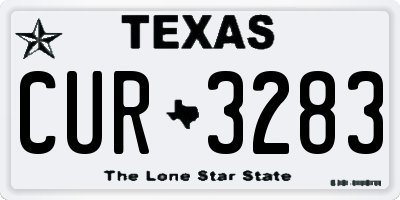 TX license plate CUR3283