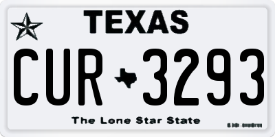 TX license plate CUR3293
