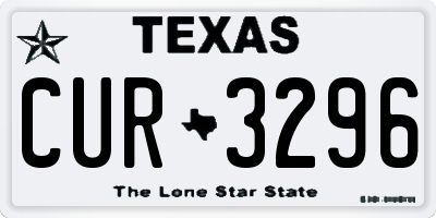 TX license plate CUR3296