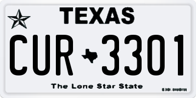 TX license plate CUR3301