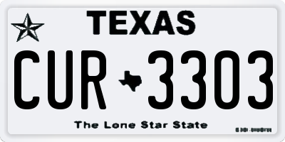 TX license plate CUR3303