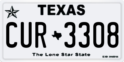 TX license plate CUR3308