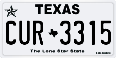 TX license plate CUR3315