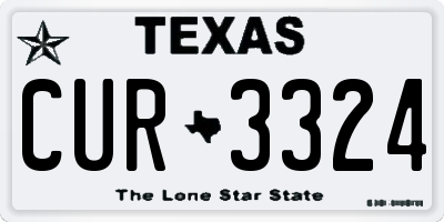 TX license plate CUR3324