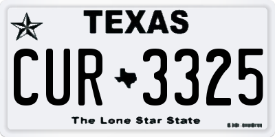 TX license plate CUR3325