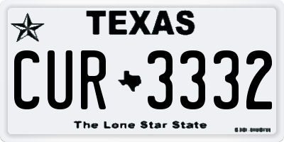 TX license plate CUR3332