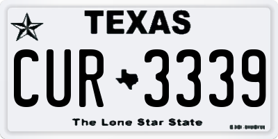 TX license plate CUR3339