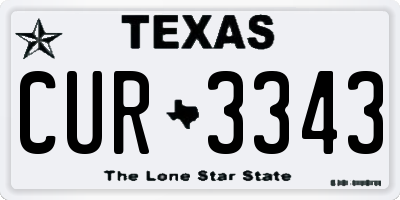 TX license plate CUR3343