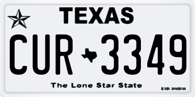TX license plate CUR3349