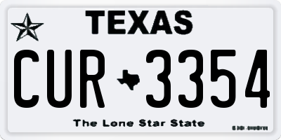 TX license plate CUR3354